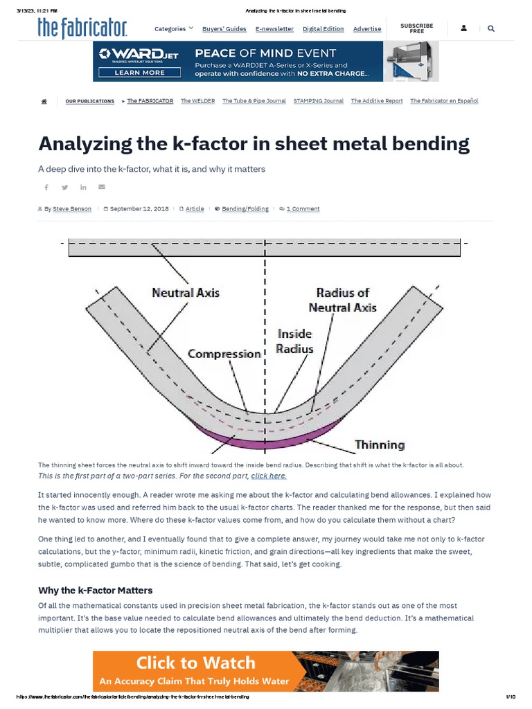 Analyzing the kfactor in sheet metal bending PDF