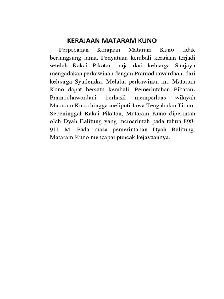 Kerajaan Mataram Kuno | PDF