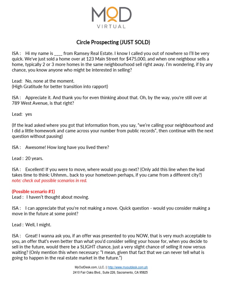 Circle Prospecting JUST SOLD | PDF | Politics | Law