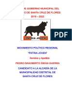 Plan de Gobierno Municipal Del Distrito de Santa Cruz de Flores 2019 - 2022