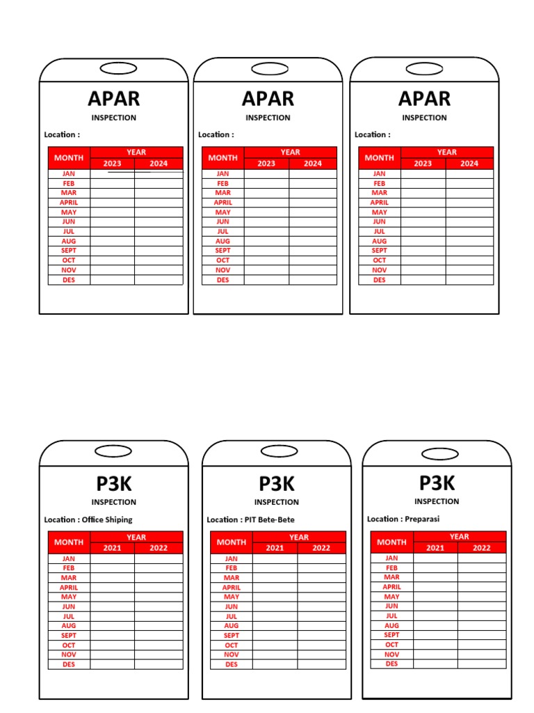 APAR and P3K Inspection Schedule | PDF