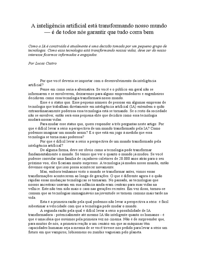 Futuro da Inteligência Artificial: Impactos e Desafios | PDF