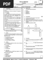 EXERCICIOS RESOLVIDOS DE CIÊNCIAS - 3º BIMESTRE-2009