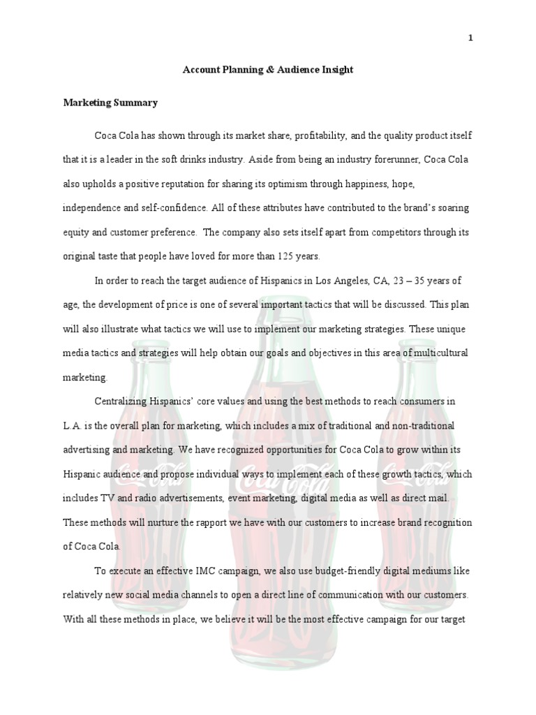 Account Planning Coca Cola Target Audience