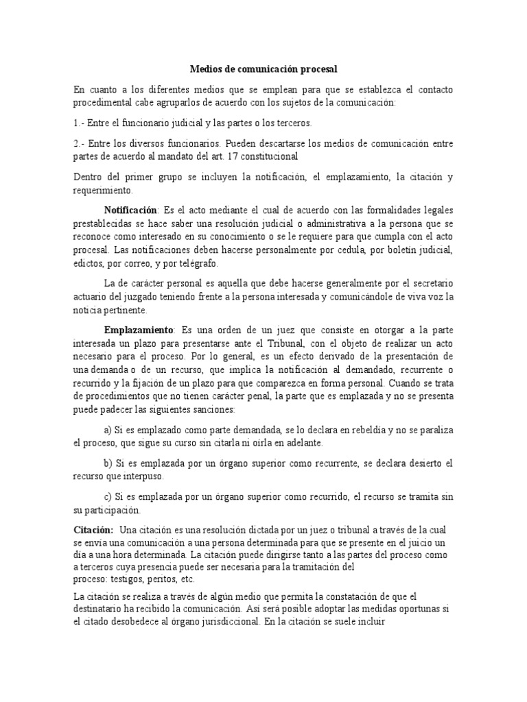 Medios de Comunicación Procesal PDF Servicio de procesos Ley común