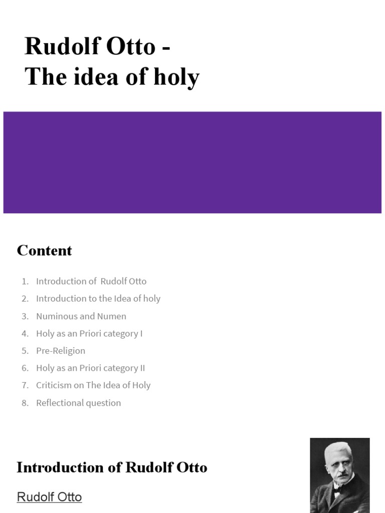 Rudolf Otto - The Idea of Holy | PDF | Philosophical Theories | Metaphysics