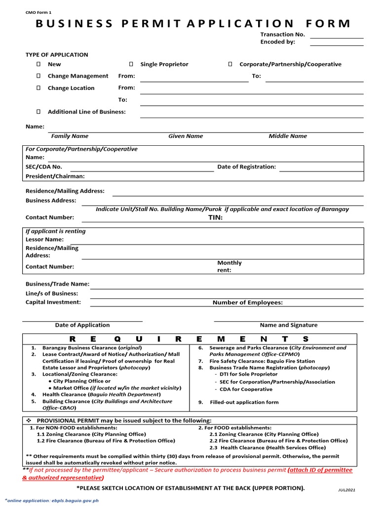 Business Permit Application Form | PDF | Business | Lease