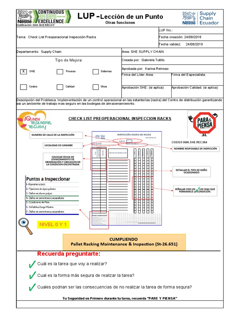 Check List Inspección de Racks | PDF