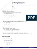 Advanced Trigonometry - Worksheet