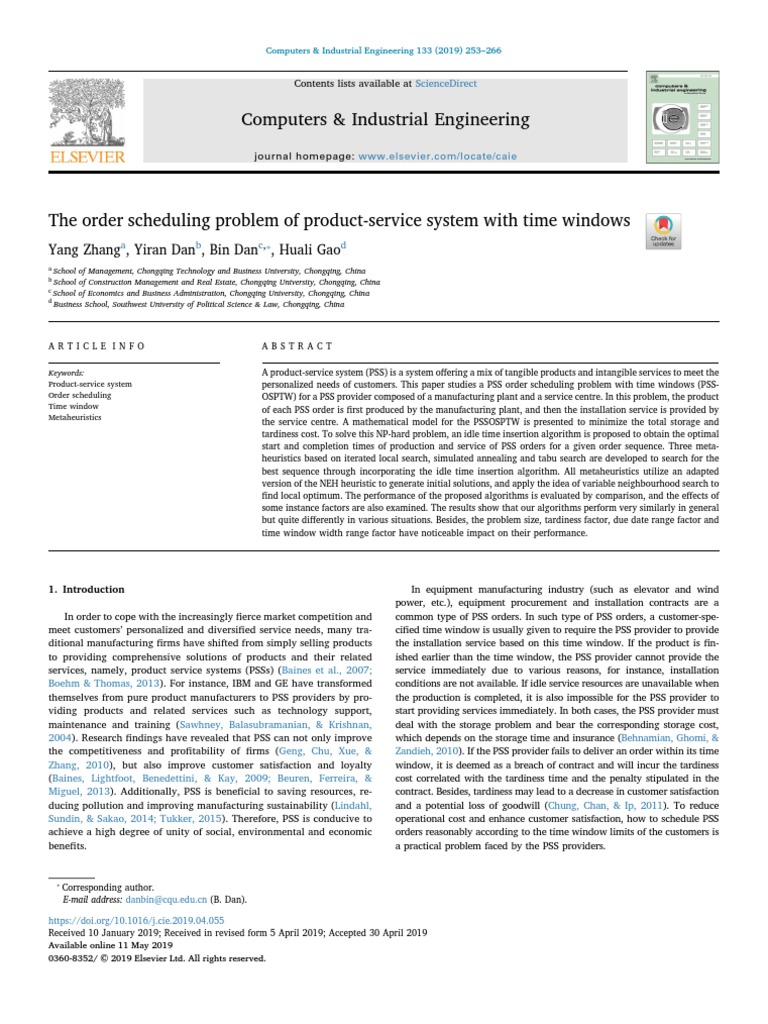 PSS Order Scheduling with Time Windows | PDF | Metaheuristic ...