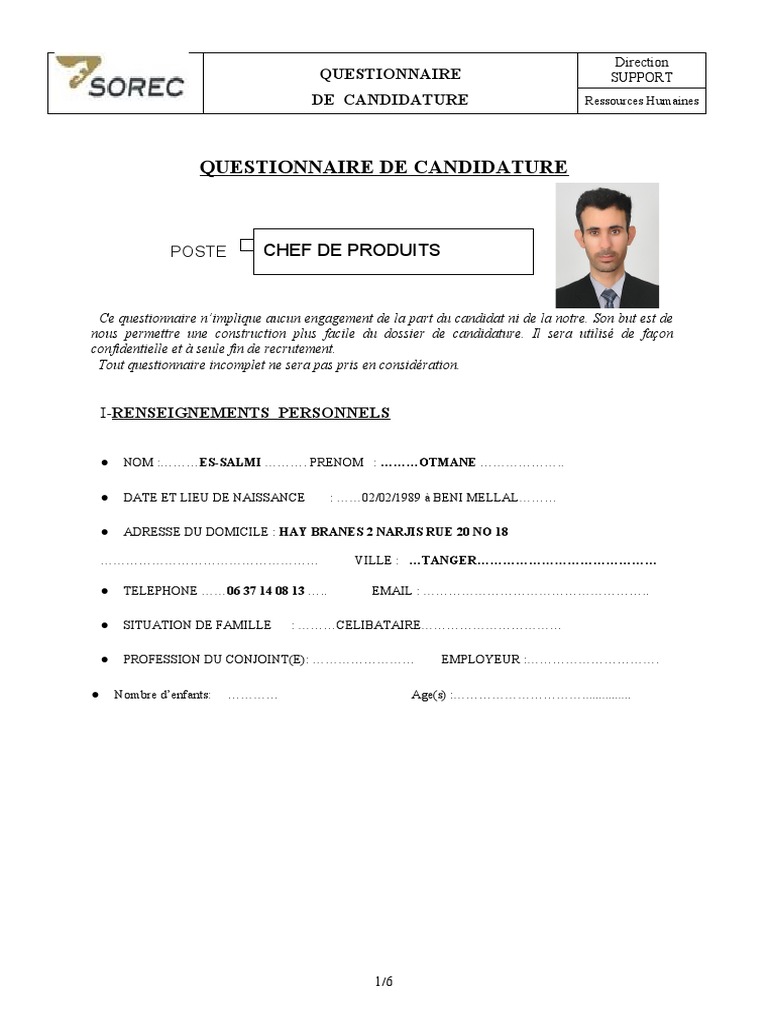 Questionnaire | PDF | Affaires