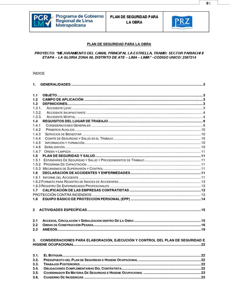 Plan de Seguridad para Construcción en Lima | PDF | Seguridad y salud ...