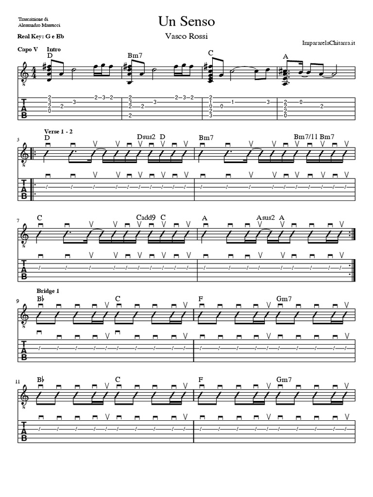 Vasco Rossi Un Senso (Impararelachitarra.it) PDF
