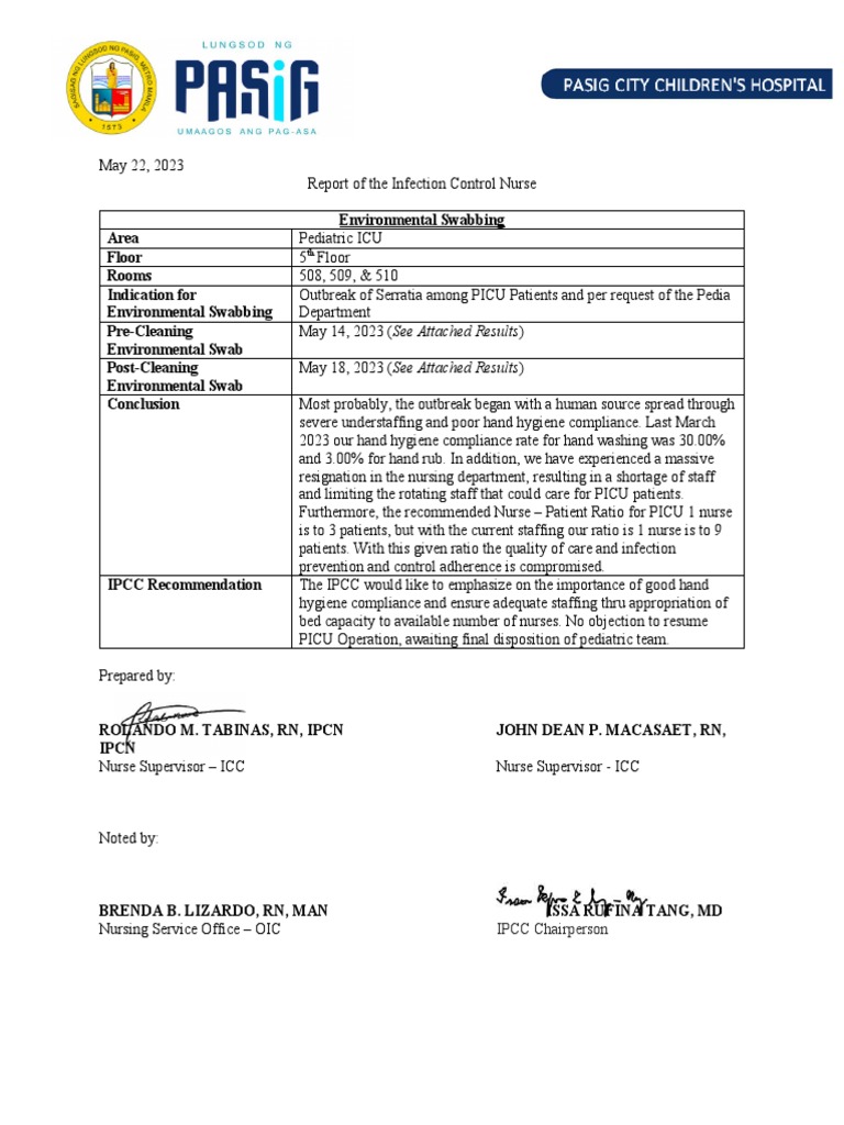 Environmental Swabbing PICU PDF