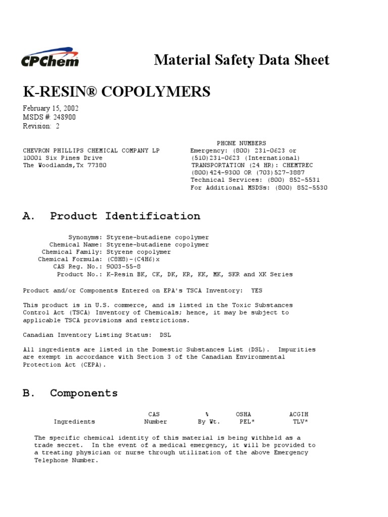 00020699 K Resin KR03 WW Polyone (Phillips) PDF Toxicity