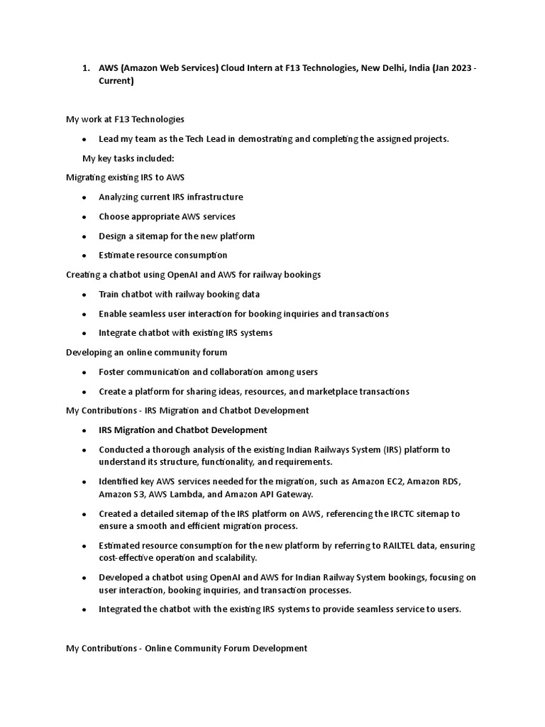 My Work at F13 Technologies | PDF