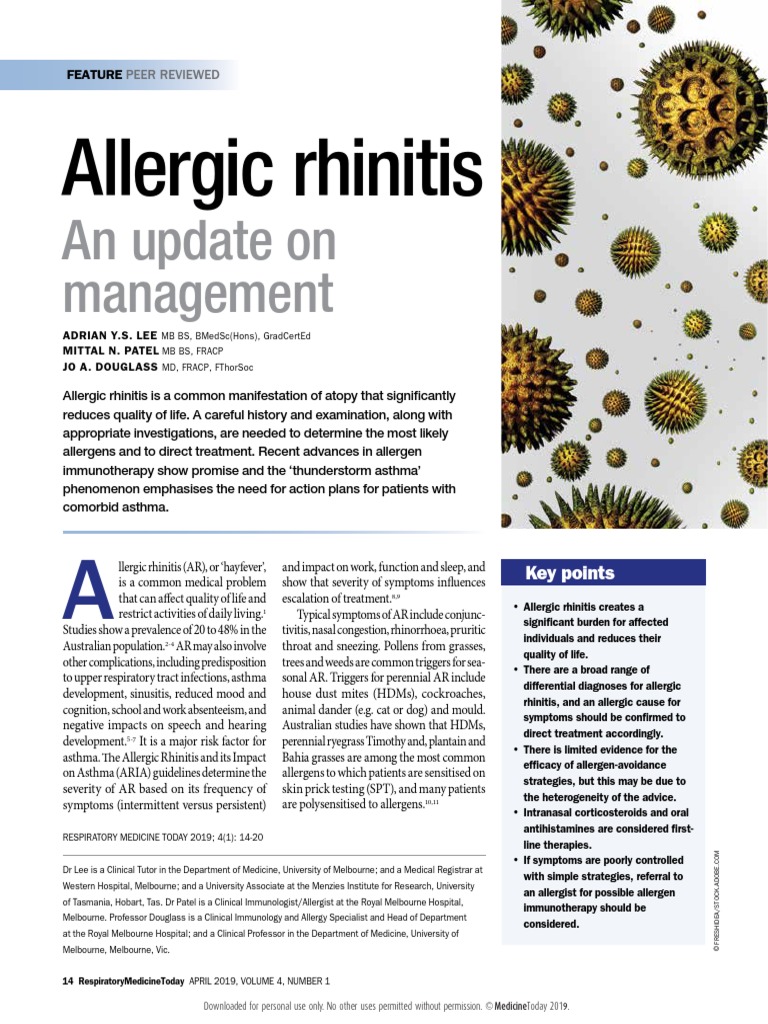 Allergic Rhinitis An Update On Management | PDF