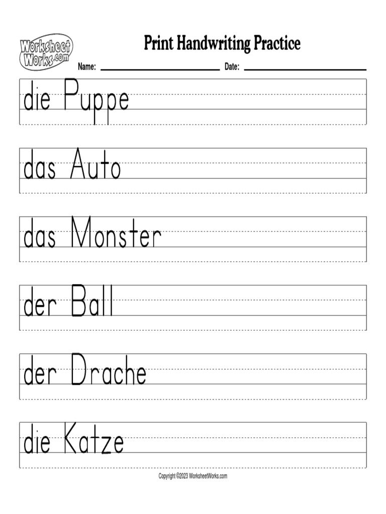 WorksheetWorks Print Handwriting Practice 1 PDF