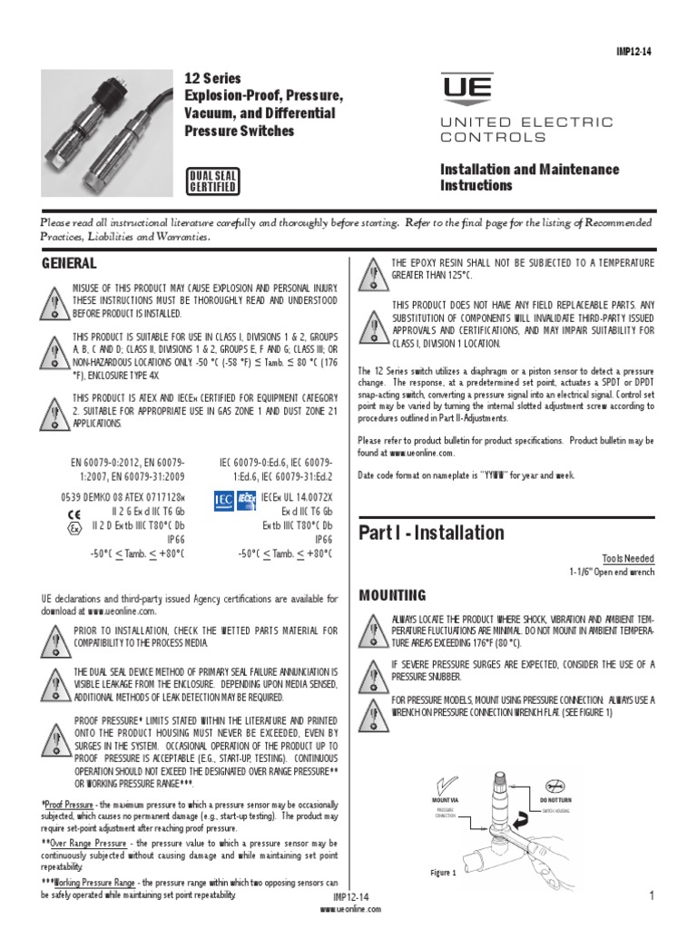 12 Series Explosion-Proof, Pressure, Vacuum, and Differential Pressure ...