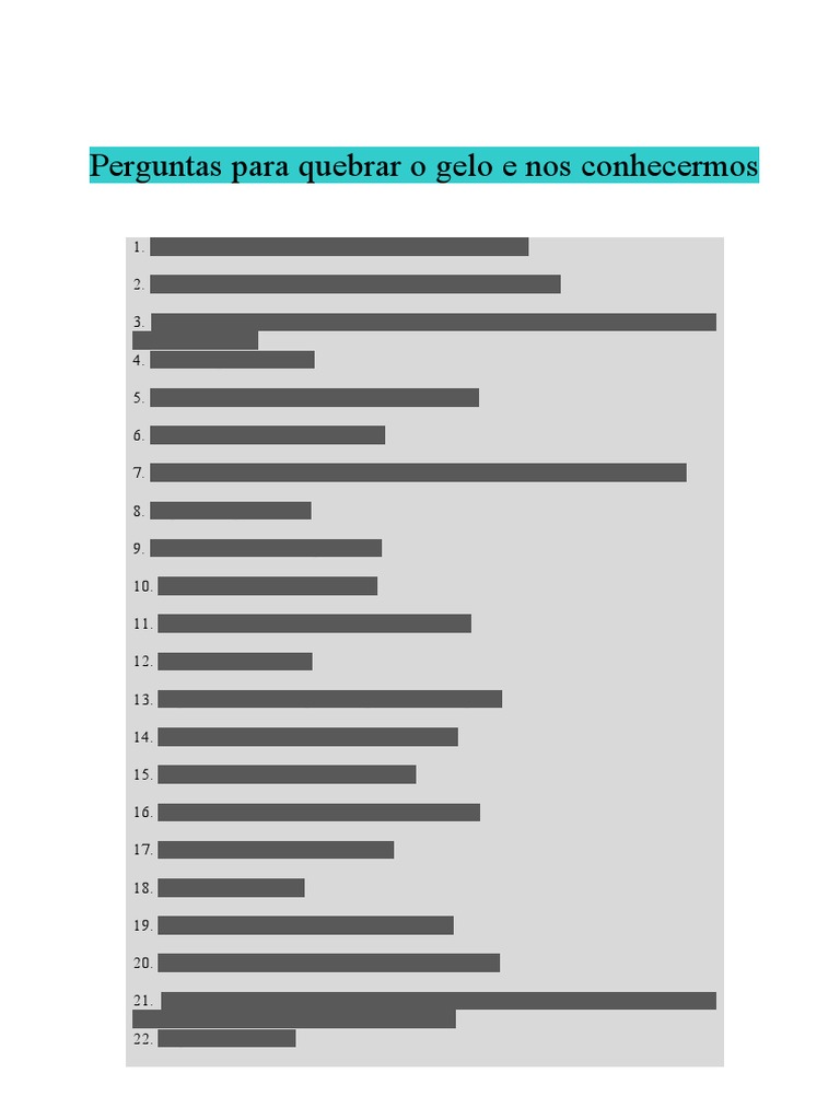 Perguntas para Quebrar o Gelo | PDF