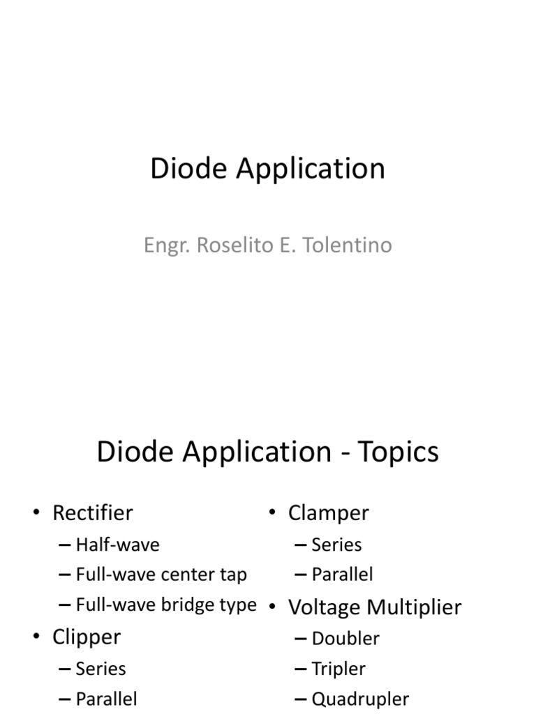 Diode Application PDF Rectifier Electrical Engineering