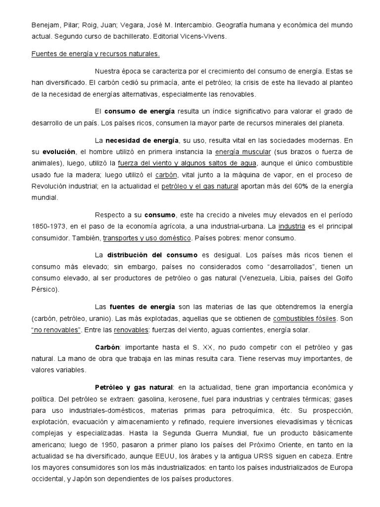 Fuentes de energía y su impacto global | PDF