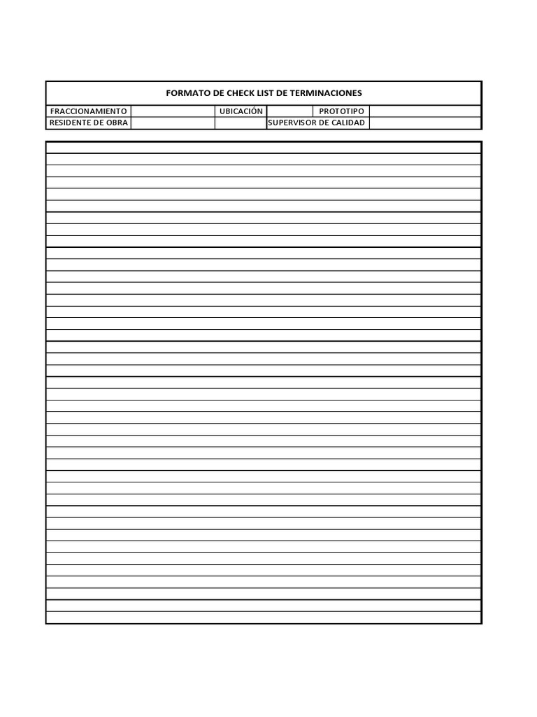 Formato de Check List Terminaciones | PDF