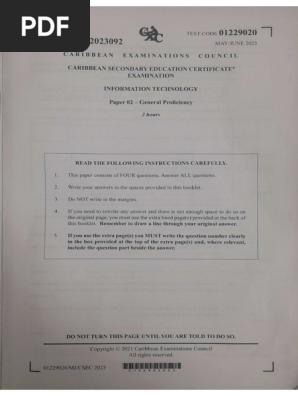CSEC INFORMATION TECHNOLOGY PAPER 2 2023