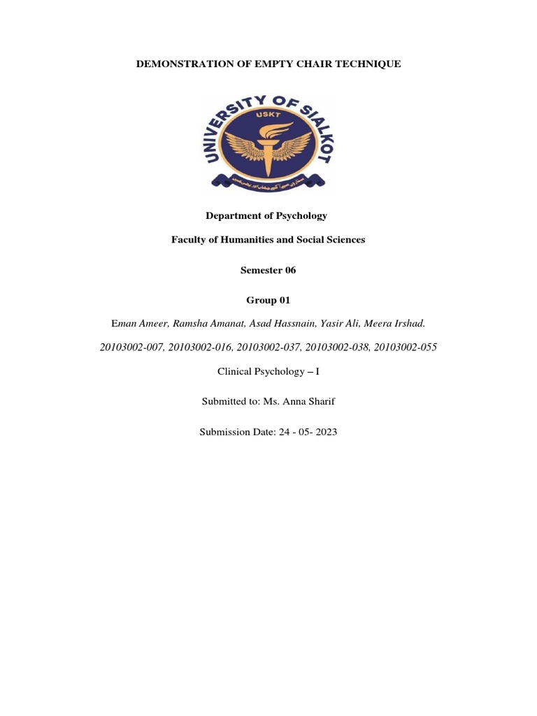 Empty Chair Techniques | PDF | Psychotherapy | Psychological Trauma