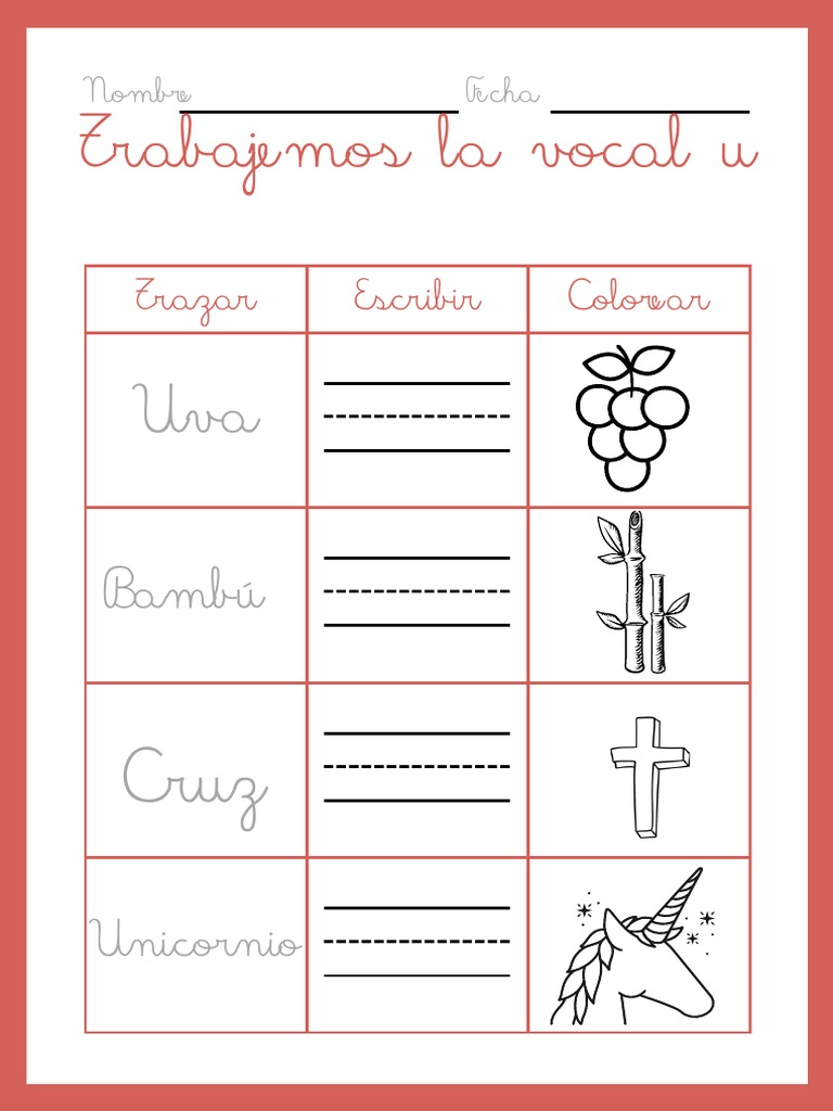 Actividades para aprender la vocal U | PDF | Poesía