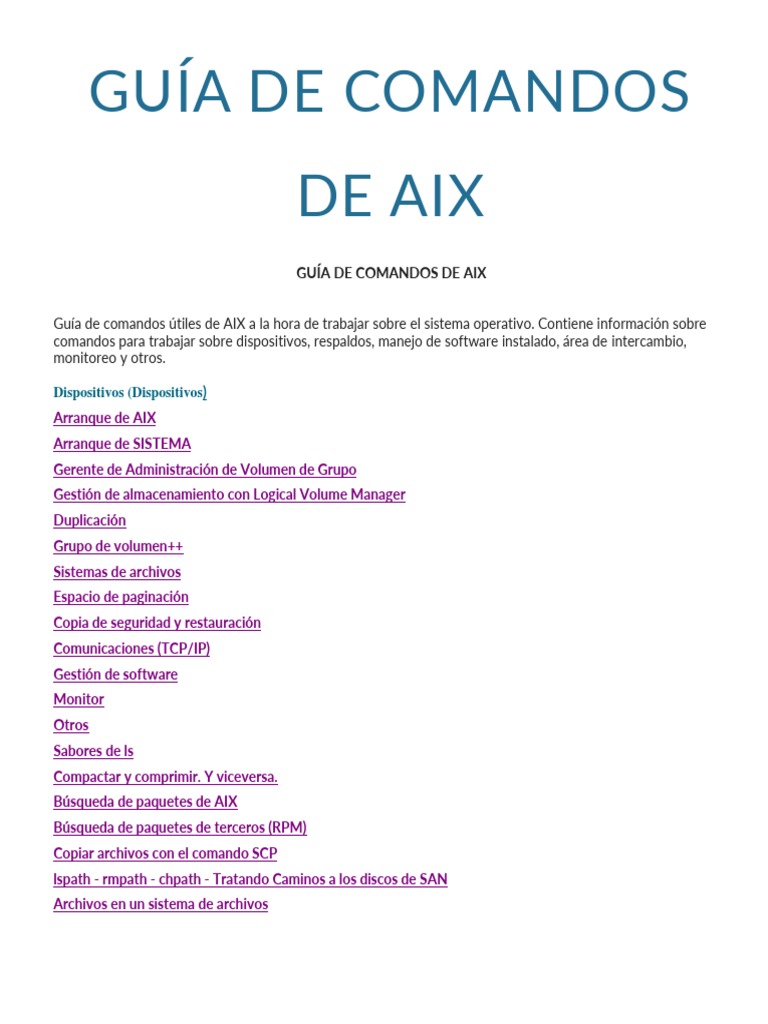 Comandos Esenciales para AIX | PDF | Archivo de computadora | Arranque