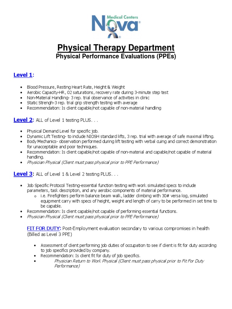 Physical Performance Evaluation (PPE) PDF