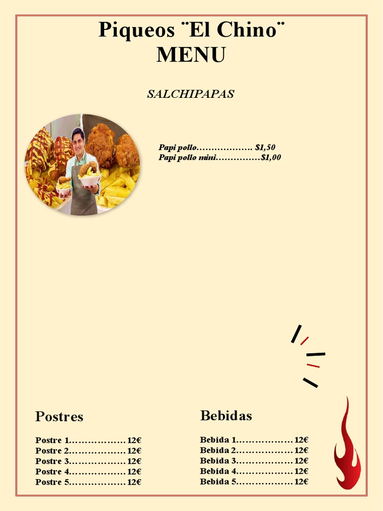Plantillas para menu de comida rapida gratis word pdf
