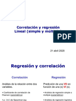 Correlación y Regresión 21 Abril 2020
