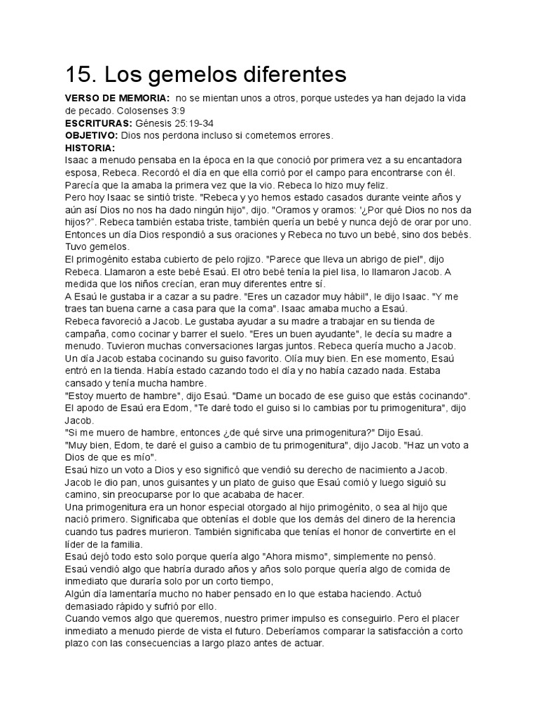 Los Gemelos Diferentes | PDF | Jacob