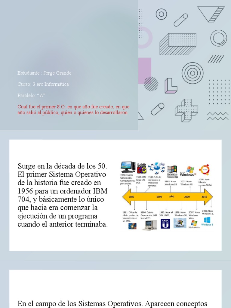 Cual Fue El Primer S.O. en Que Año Fue Creado, en Que Año Salió Al ...