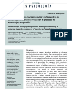 Validación de Batería Neuropsicológica y Metacognitiva en Estudiantes Universitarios: Evaluación de Procesos de Aprendizaje y Adaptación