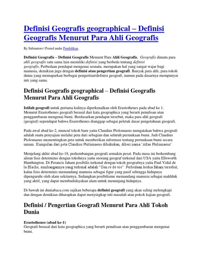 Definisi Geografis Geographical Pdf