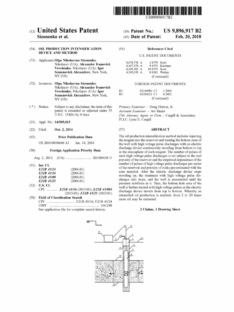 US9896917 Patent Oil Production Intensification Device and Method | PDF ...