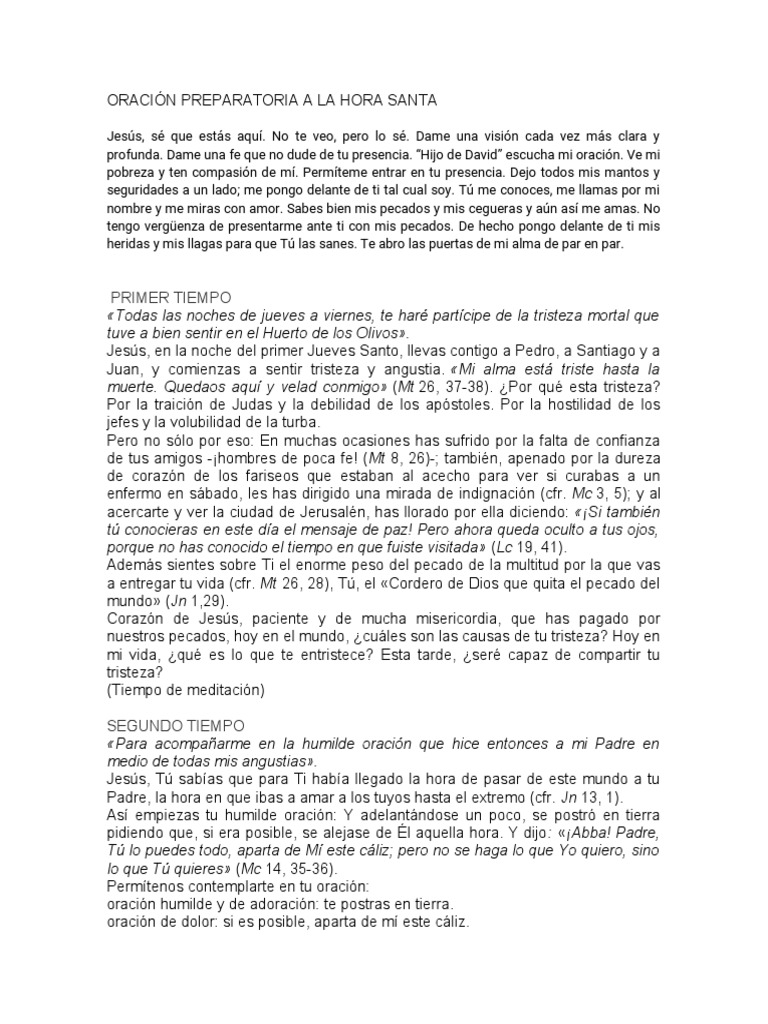 Oración Preparatoria para la Hora Santa | PDF