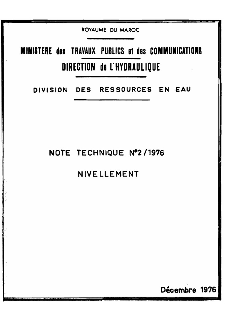 Note Technique sur le Nivellement | PDF | Quantité | Sciences de la terre