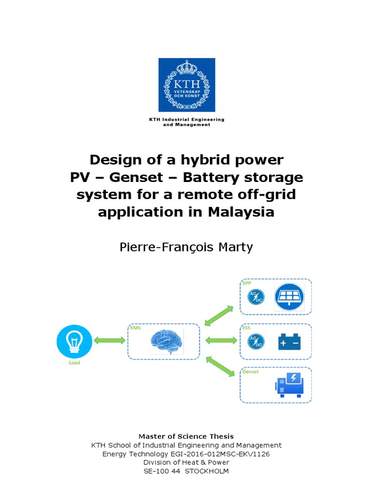 Design of A Hybrid Power PV - Genset - BSS - MALAYSIA 1 | PDF