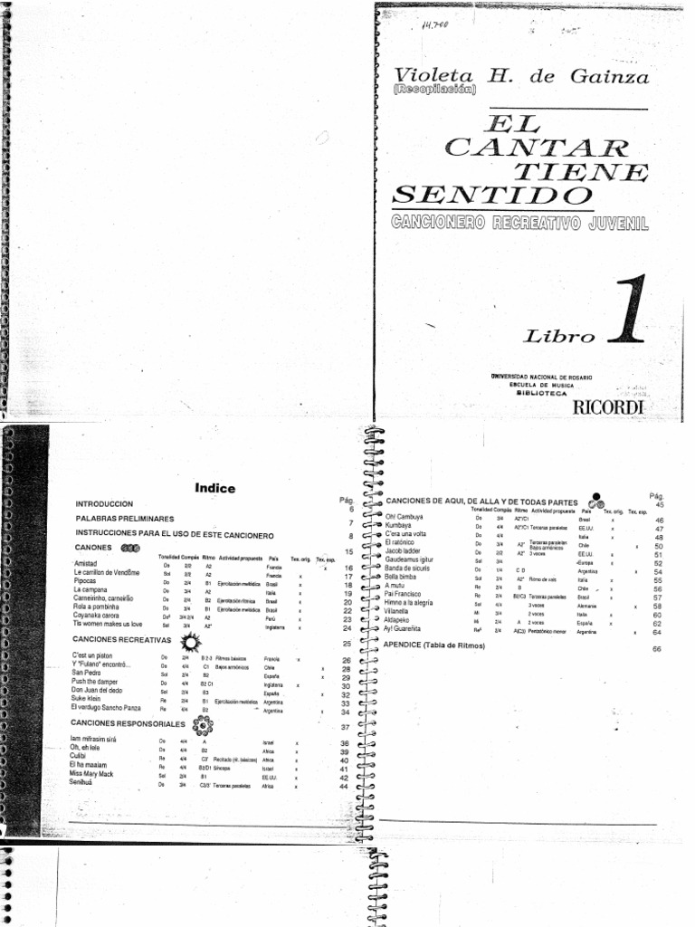 El Cantar Tiene Sentido Gainza Libros 1 Al 4 PDF