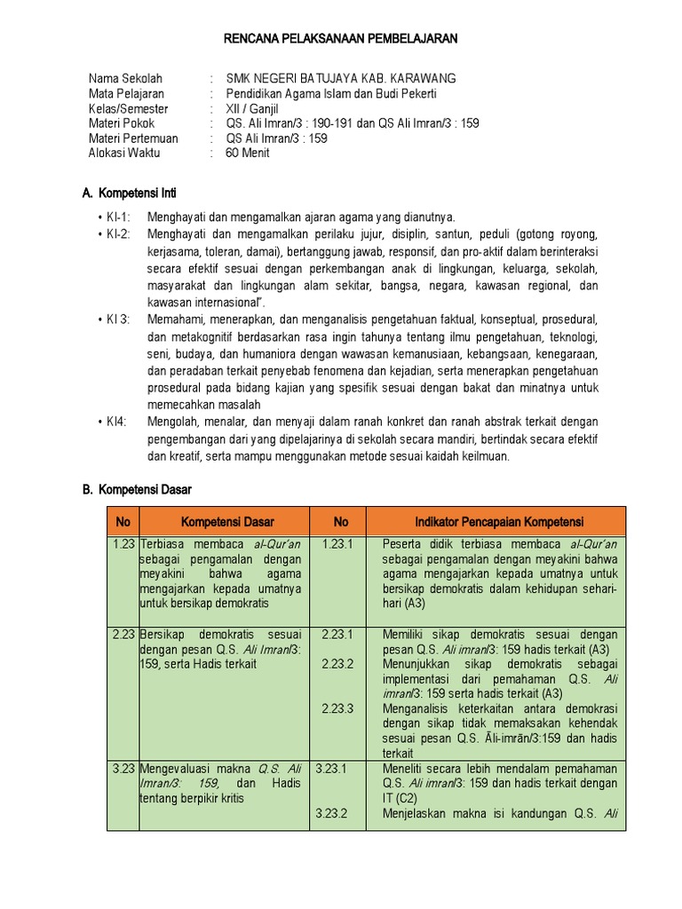 Pembelajaran QS Ali Imran 159 | PDF
