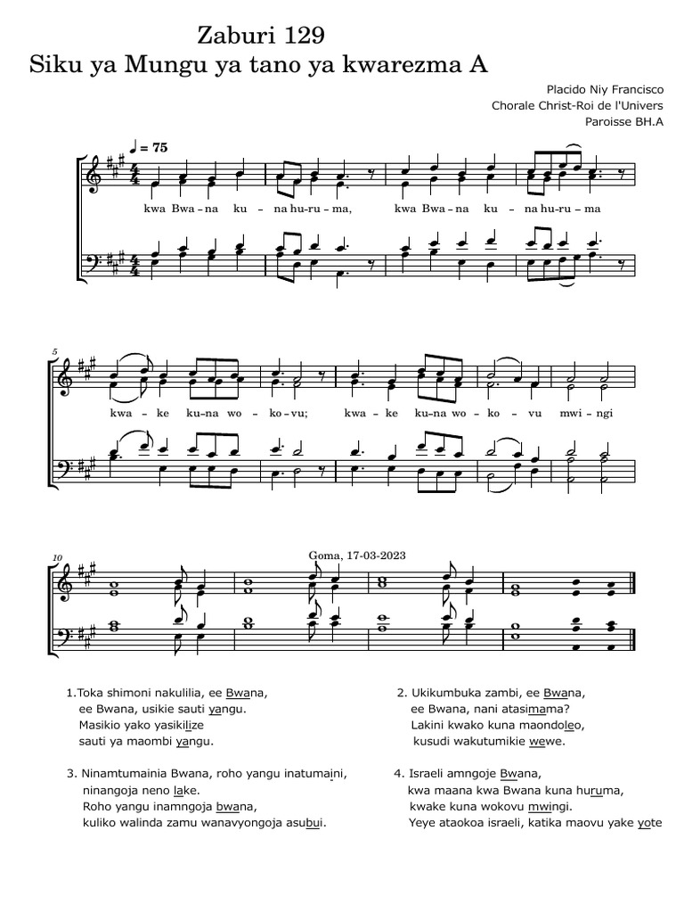Zaburi 129 Swahili 5e Dim Ya Kwaresma A Pdf