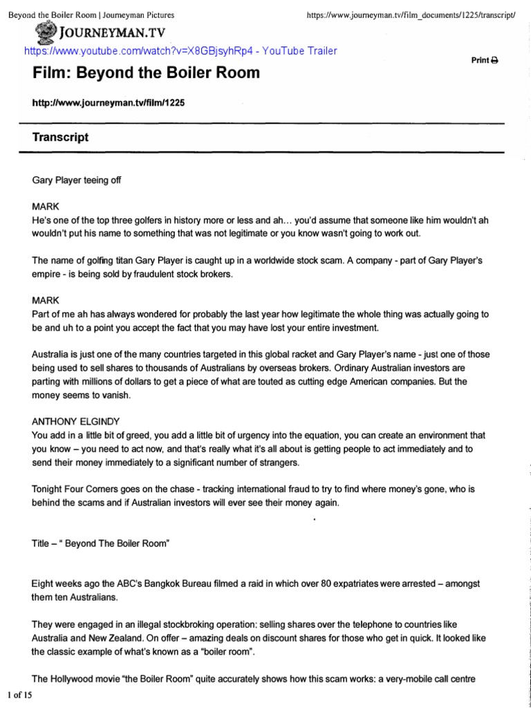 Film - Beyond The Boiler Room (Transcript) - Interview With Anthony ...