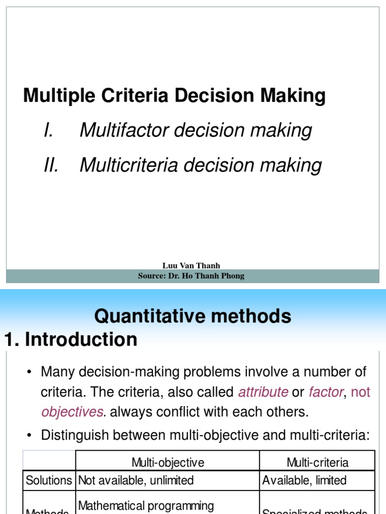 Multicriteria Decision Making Methods | PDF | Decision Making | Analysis