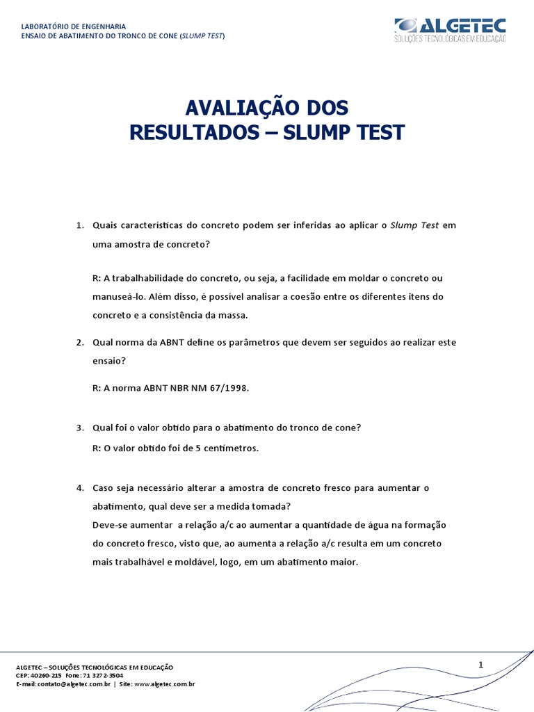 Atividade 3 - Slump Test | PDF | Concreto | Engenharia Civil