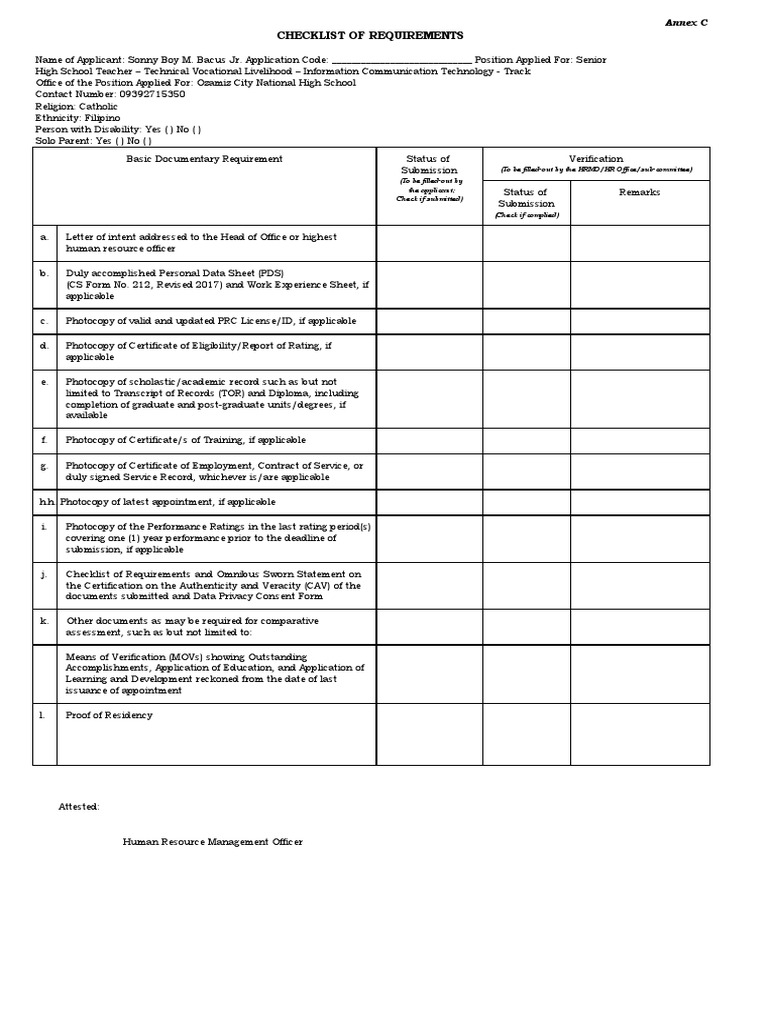Annex C Checklist of Requirements and Omnibus Sworn Statement 1 PDF