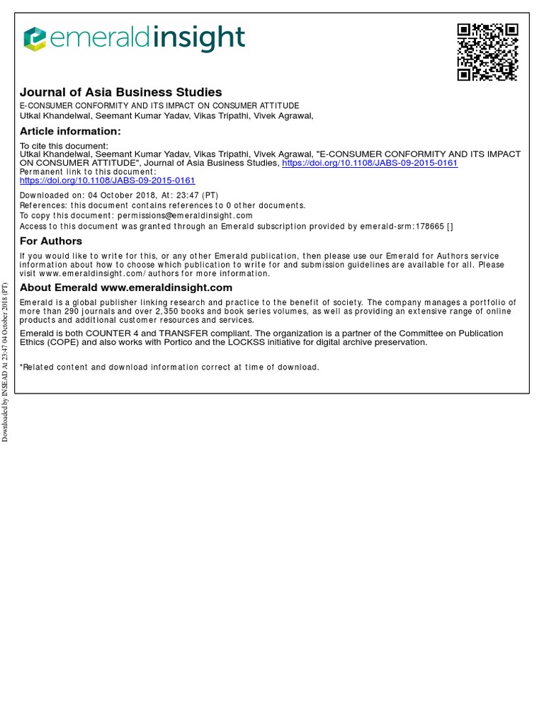 E Consumer Conformity And Its Impaction Consumer Attitude Pdf